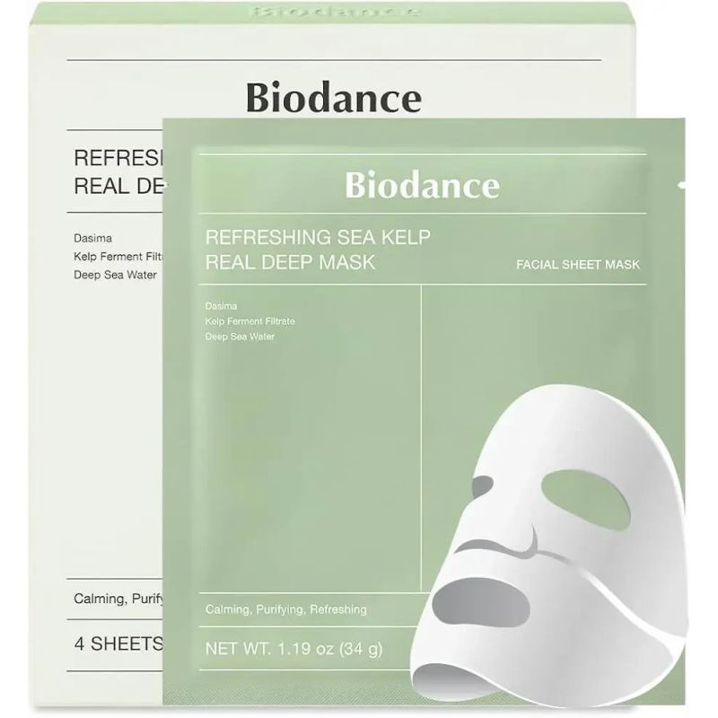 Нічна гідрогелева маска для обличчя з морськими водоростями Biodance Refreshing Sea Kelp Real Deep Mask 34 г 1 шт.